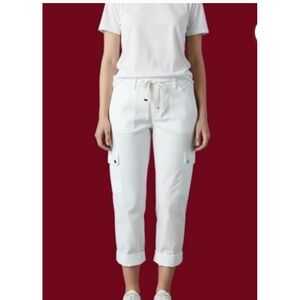Jones New York Signature Khaki Cargo Pants Womens 8 Cotton Drawstring Utility
